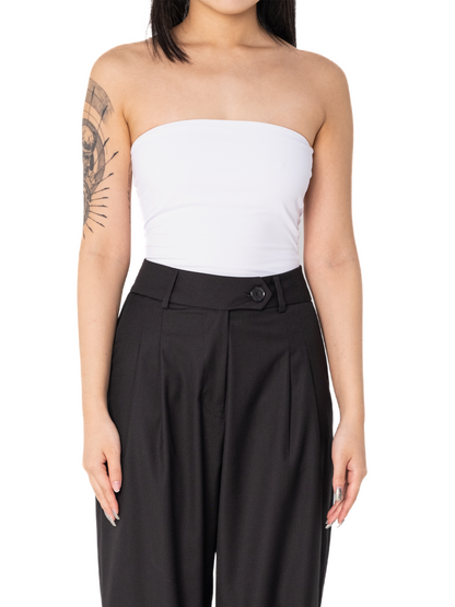 Top Aria Cropped Sem Alça Branco