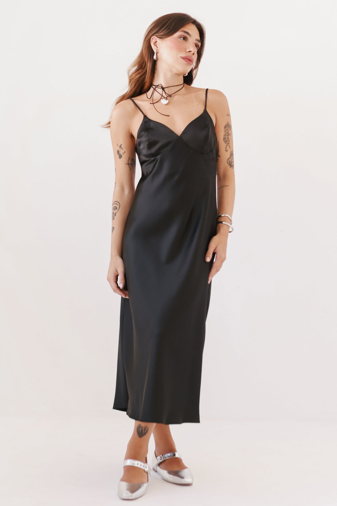 Vestido Florença Cetim Preto