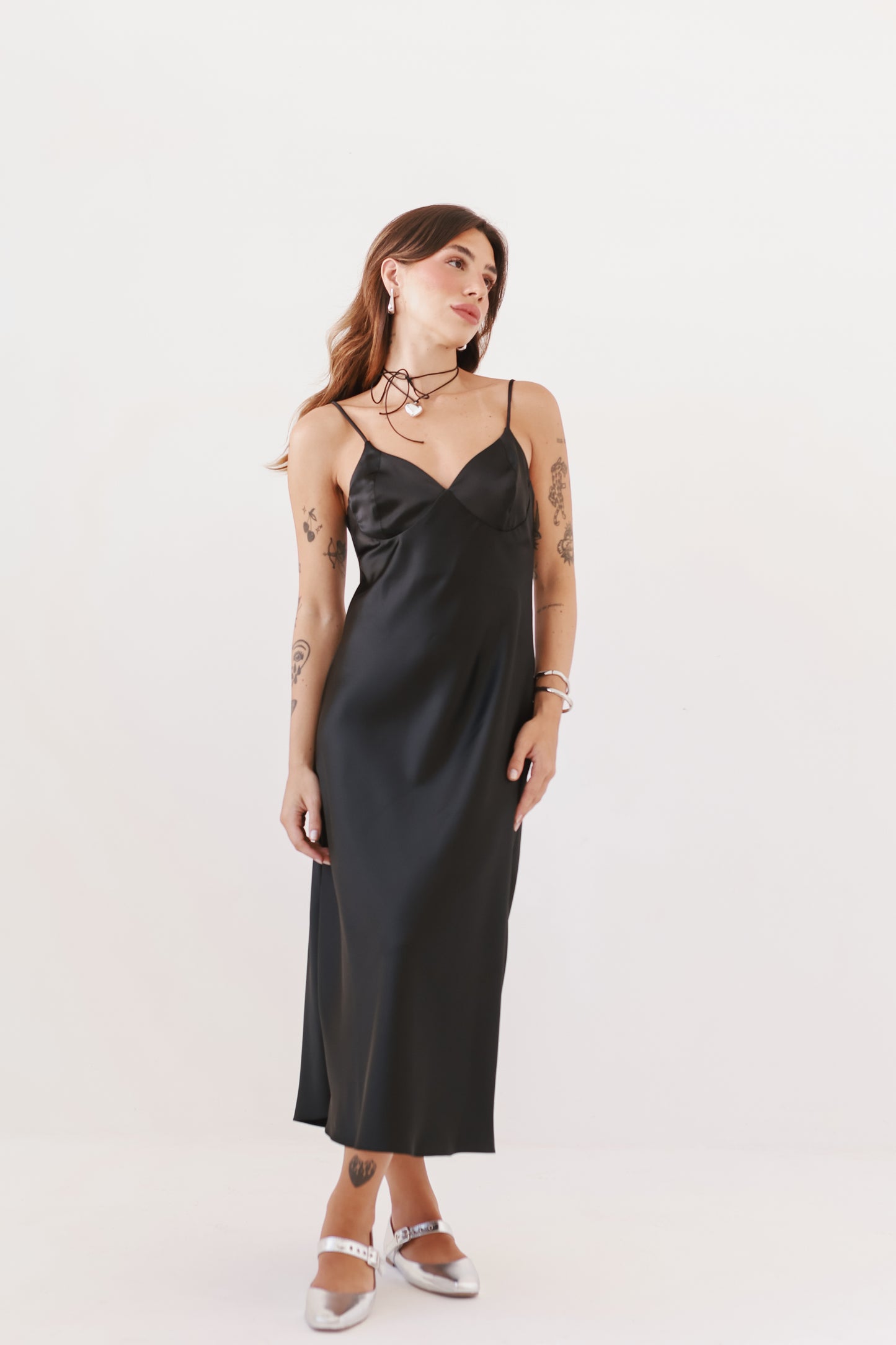 Vestido Florença Cetim Preto