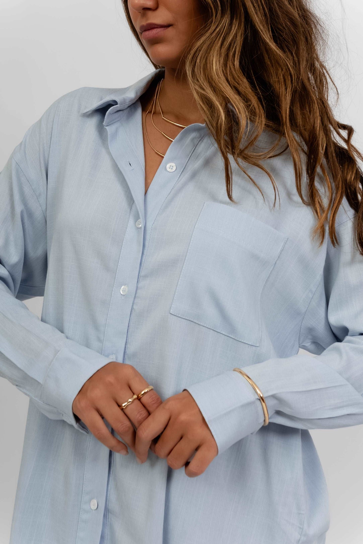 Camisa Ayla Oversized Azul Nuvem