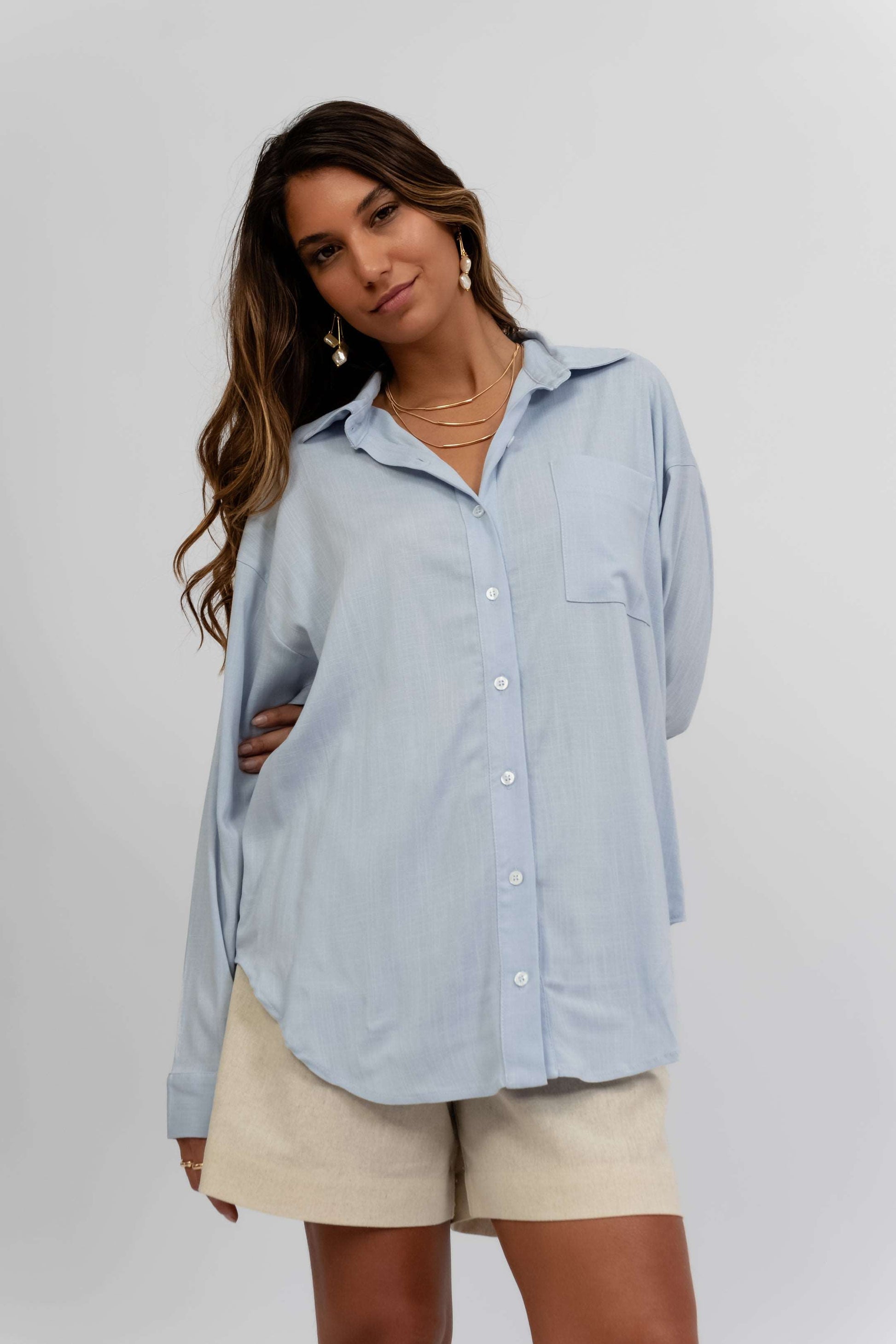 Camisa Ayla Oversized Azul Nuvem