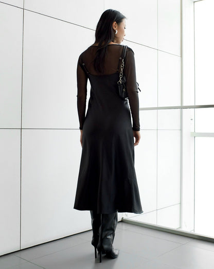 Vestido Florença Cetim Preto